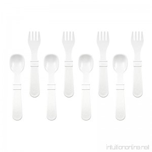 Re-Play Made in the USA 8 count Spoon and Fork Utensil Set for Baby and Toddler - White - B00C0PBATI
